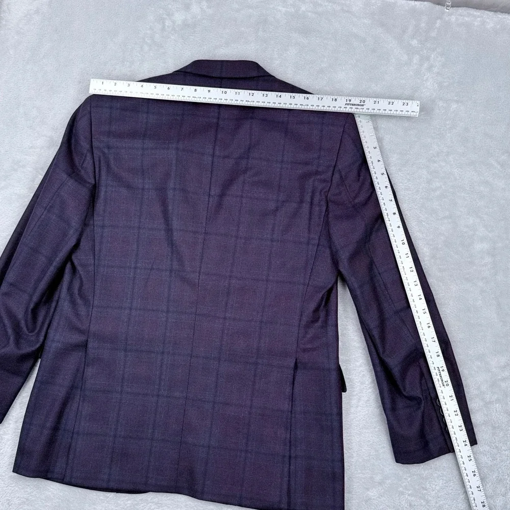 Brioni Colosseo Flannel Wool Sport Coat Men 42R Purple Plaid Blazer Jacket Italy